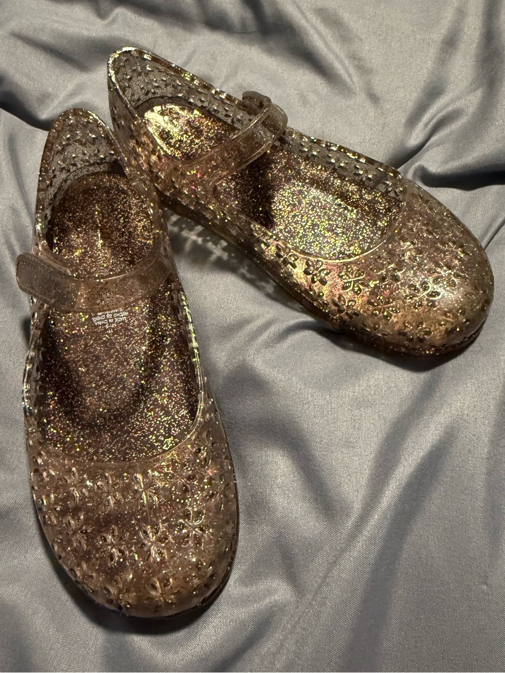 Old Navy Girls' Glitter Jelly Mary Jane Shoes - Clear/Gold Sparkle
